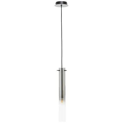 Brilliant hanglamp Glasini zwart rookglas E14 2