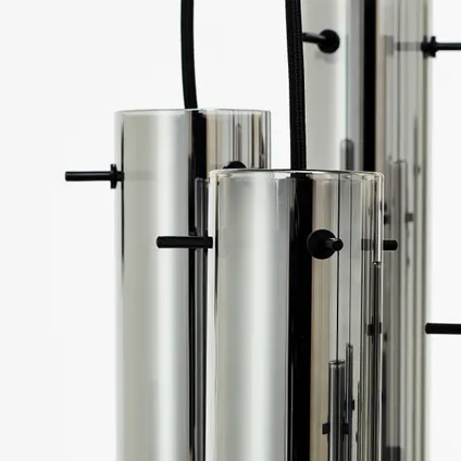 Brilliant hanglamp Glasini zwart rookglas 14xE14 5