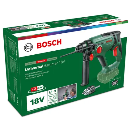 Marteau perforateur sans fil Bosch UniversalHammer 18V + mandrin de perçage (sans batterie) 2