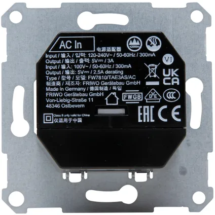 Kopp stopcontact TecnikCenter USB-oplader A + C dubbel 2x1.500mA 3