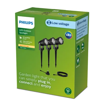 Pack spot à piquer Philips GardenLink Caper 24V noir 3pcs 2