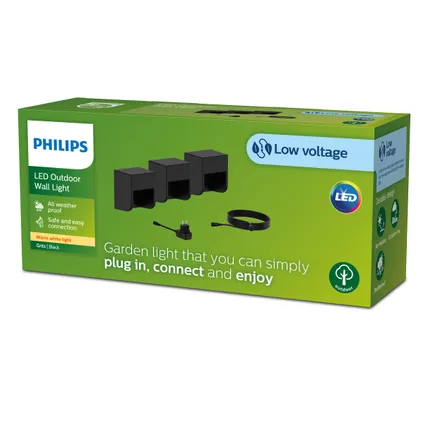 Philips wandlamp pack GardenLink Grits 24V zwart 3st 2