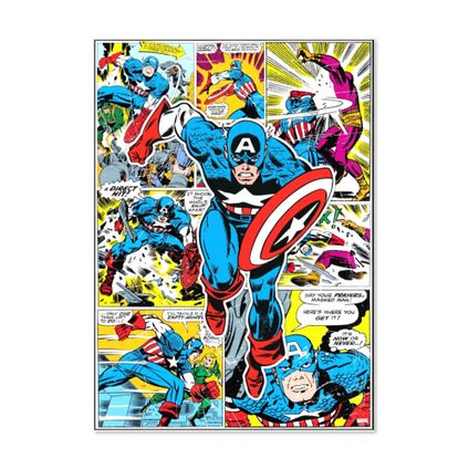 Toile imprimée Marvel Captain America Action 50 x 70cm Multicolore