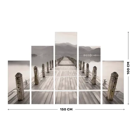 Set de 5 toiles imprimées Promenade 150 x 100cm Gris, Beige 3