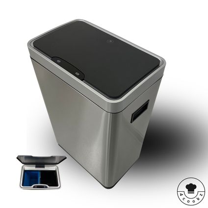4cookz® Iowa Duo Poubelle Tri des déchets 2 poubelles - acier inoxydable mat