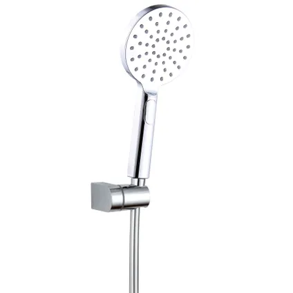 4bathroomz® Flower Design - Ensemble de douche avec tuyau et collier - chrome