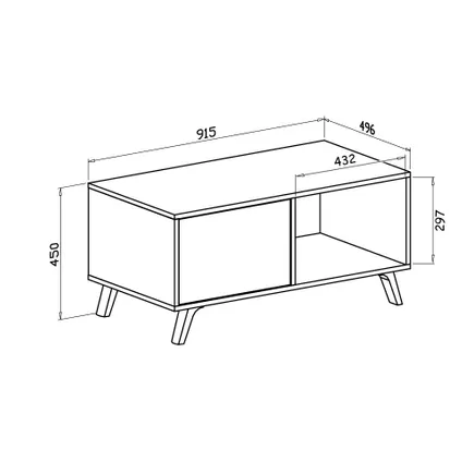 Skraut Home - Central Low Table, Windmodel, 91.5x50x45cm, Wit en cement, Moderne stijl 3