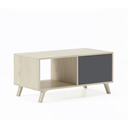 Skraut Home - Central Low Table, Windmodel, 91.5x50x45cm, Eik en grijs, Moderne stijl
