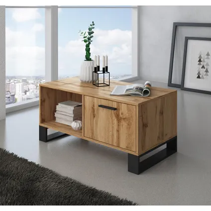 Skraut Home - Central Low Table, Loft -model, 92x50x45 cm, Rustieke eik, Noordse stijl 2