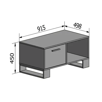 Skraut Home - Central Low Table, Loft -model, 92x50x45 cm, Rustieke eik, Noordse stijl 3