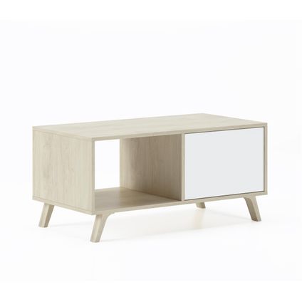 Skraut Home - Central Low Table, Windmodel, 91.5x50x45cm, Eik en wit, Moderne stijl