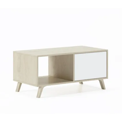 Skraut Home - Central Low Table, Windmodel, 91.5x50x45cm, Eik en wit, Moderne stijl