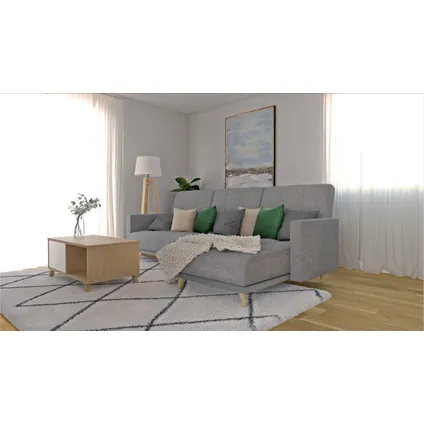 Skraut Home - Central Low Table, Windmodel, 91.5x50x45cm, Eik en wit, Moderne stijl 6