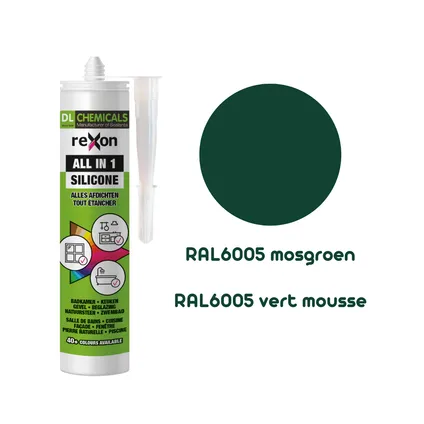 Mastic silicone Rexon All-in-1 RAL6005 vert mousse 290ml 2