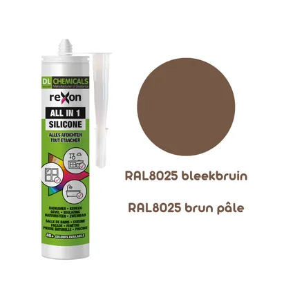 Mastic silicone Rexon All-in-1 RAL8025 brun pâle 290ml 2
