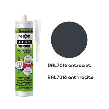 Rexon siliconenkit All-in-1 Silicone RAL7016 antraciet 290ml 2