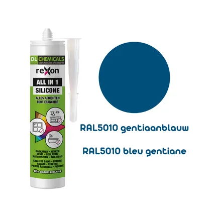 Mastic silicone Rexon All-in-1 RAL5010 bleu gentaine 290ml 2