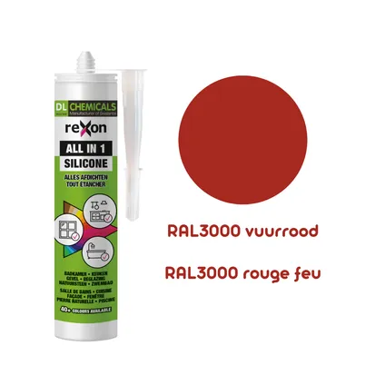 Mastic silicone Rexon All-in-1 RAL3000 rouge feu 290ml 2