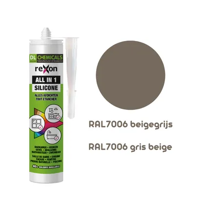 Mastic silicone Rexon All-in-1 Silicone RAL7006 gris beige 290ml 2