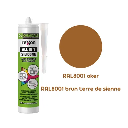 Mastic silicone Rexon All-in-1 RAL8001 brun terre de sienne 290ml 2