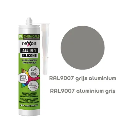 Rexon siliconenkit All-in-1 RAL9007 grijs aluminiumkleurig 290ml 2