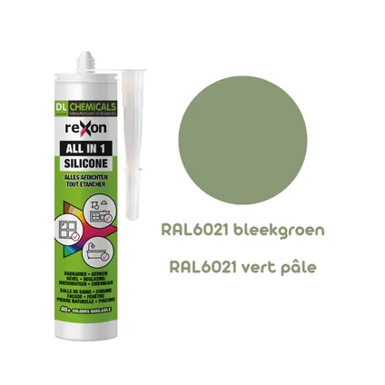 Mastic silicone Rexon All-in-1 RAL6021 vert pâle 290ml 2