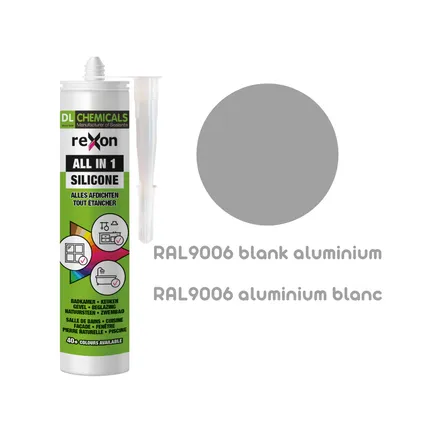 Mastic silicone Rexon All-in-1 RAL9006 aluminium blanc 290ml 2