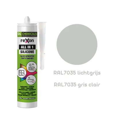 Mastic silicone Rexon All-in-1 Silicone RAL7035 gris clair 290ml 2