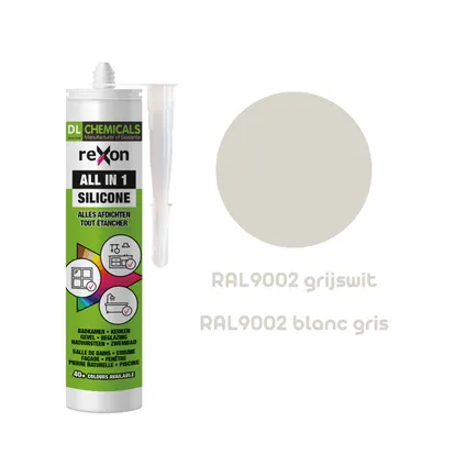 Mastic silicone Rexon All-in-1 RAL9002 blanc gris 290ml 2