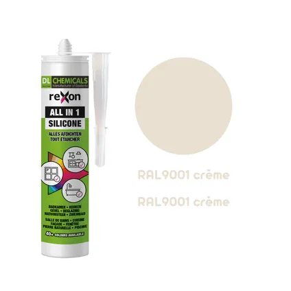 Mastic silicone Rexon All-in-1 Silicone RAL9001 crème 290ml 2