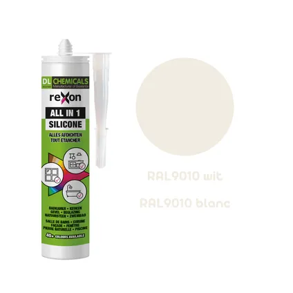 Mastic silicone Rexon All-in-1 RAL9010 blanc 290ml 2