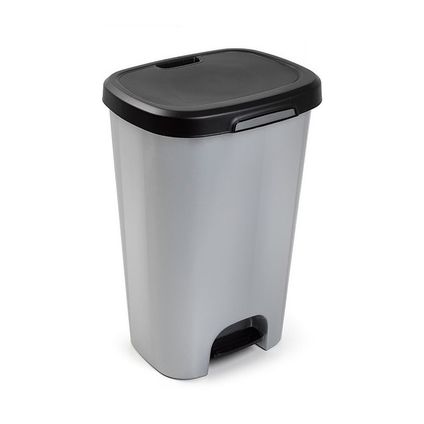 PlasticForte Pedaalemmer - grijs - vuilnisbak met deksel - 50 l