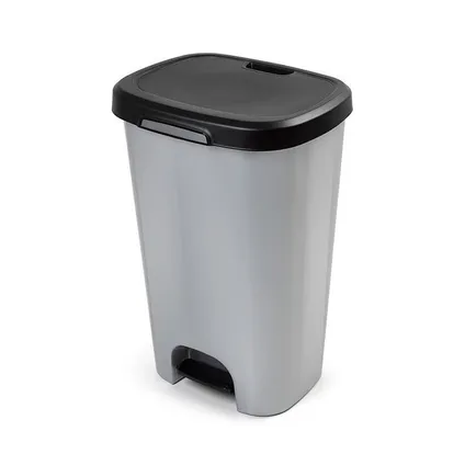 PlasticForte Pedaalemmer - grijs - vuilnisbak met deksel - 50 l 2