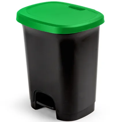 PlasticForte Pedaalemmer - kunststof - zwart-groen - 27 liter 2