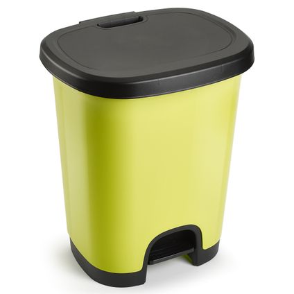PlasticForte Pedaalemmer - kunststof - groen-zwart - 27 liter