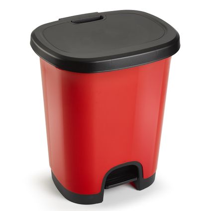 PlasticForte Pedaalemmer - kunststof - zwart-rood - 18 liter