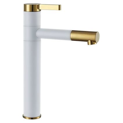 Grand robinet de lavabo avec mitigeur Laiton coloré Blanc/Or