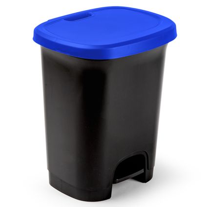PlasticForte Pedaalemmer - kunststof - zwart-blauw - 27 liter
