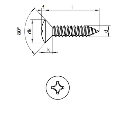 Plaatschroef 3,5x25mm - DIN 7983 - RVS 316 (A4) - Lenskop (100 stuks) 2