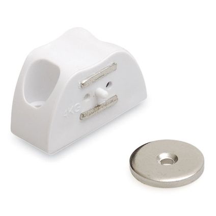 Ferme-porte magnétique - Blanc - Plastique - 4kg - 32x15mm