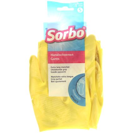 Sorbo huishoudhandschoenen - maat S - geel - extra lang