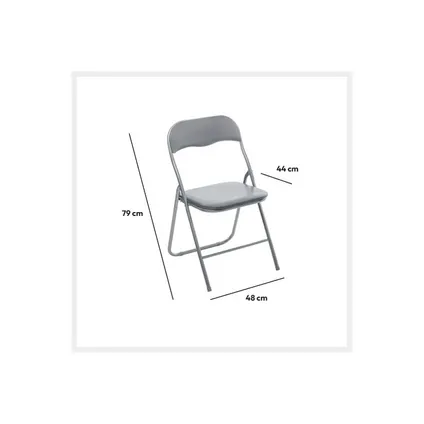 5Five Klapstoel met pvc zitting - lichtgrijs - 44 x 48 x 79 cm - metaal 2