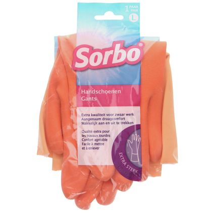 Sorbo Huishoudhandschoenen - maat L - oranje - extra sterk