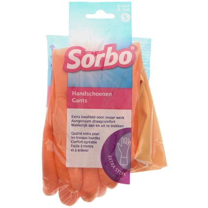 Sorbo Huishoudhandschoenen - maat S - oranje - extra sterk
