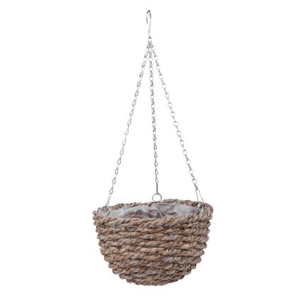 Plantenpot - bruin - rieten mand - hanging basket - 31 cm