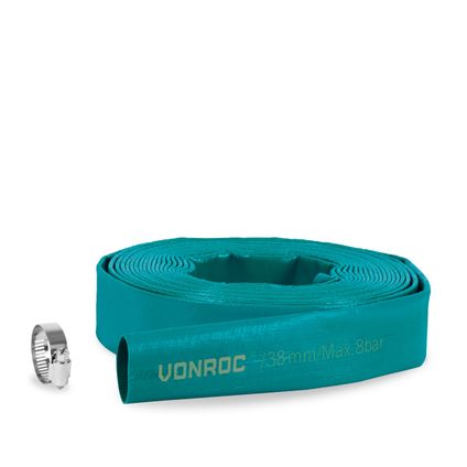 VONROC Dompelpomp afvoerslang - Persslang - Plat – Universeel - 10m x 38mm