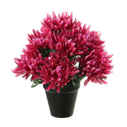 Louis Maes Kunstbloemen plant in pot - cerise roze tinten - 28 cm