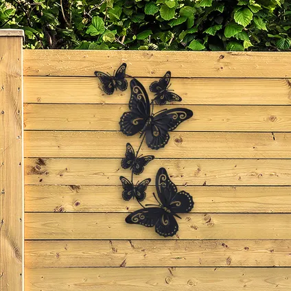 Pro Garden muurvlinders - tuindecoratie - metaal - 30 x 65 cm 2