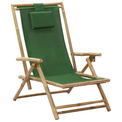 vidaXL Relaxstoel verstelbaar bamboe en stof groen