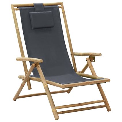 vidaXL Chaise de relaxation inclinable Gris foncé Bambou et tissu